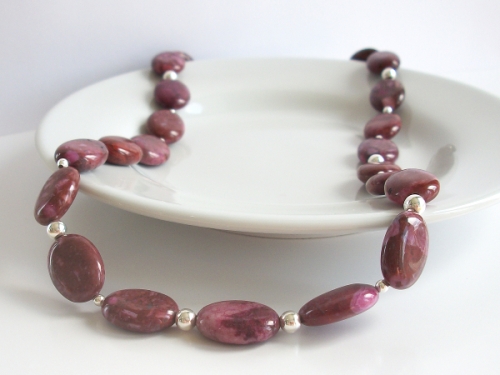 Brown & Pink Crazy Lace Agate Sterling Silver Necklace
