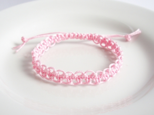 Pink Macrame Alternating Square Knot Bracelet